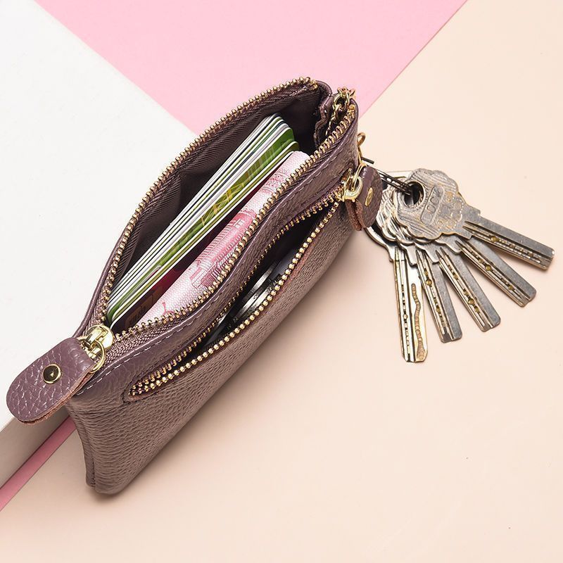 Real Soft Leather Texture Coin Purse Women'S Short Small Wallet Soft Leather Driver'S License Handbag Fashion Zipper Coin Bag - Image 4
